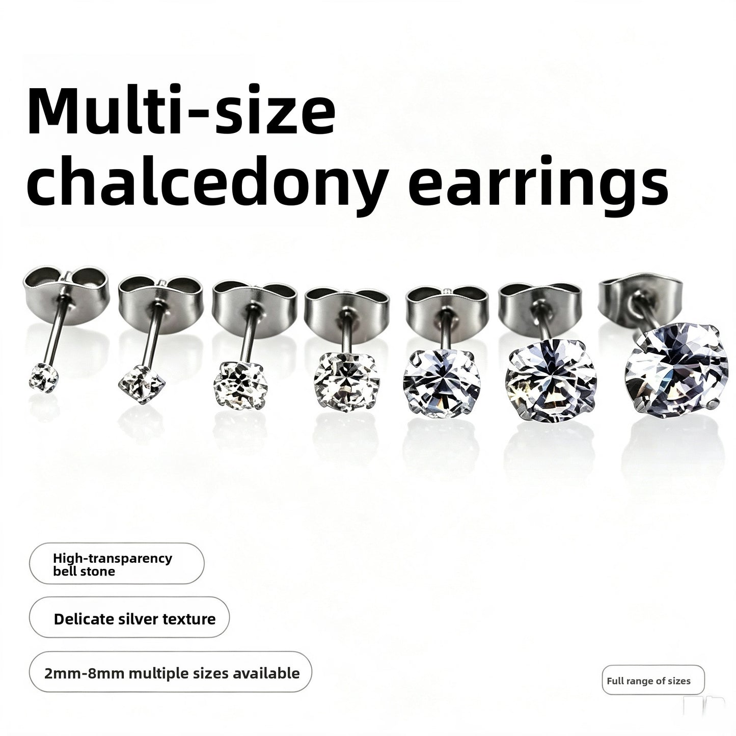 Cubic Zirconia Stainless Steel Ear Studs